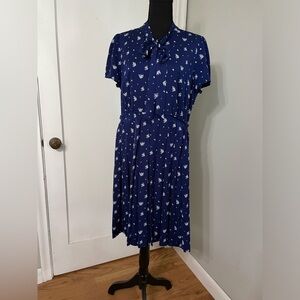 Jcrew silk dress. Size 14. Blue with white flowers.